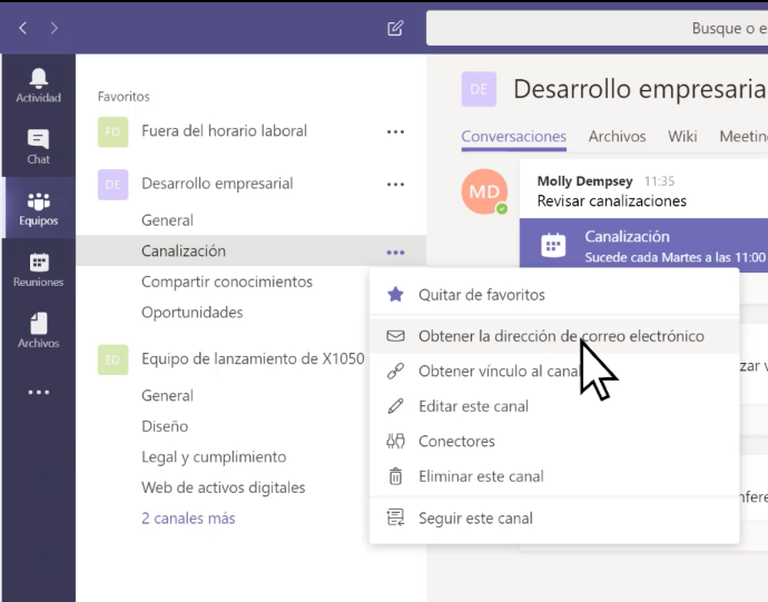 microsoft teams email