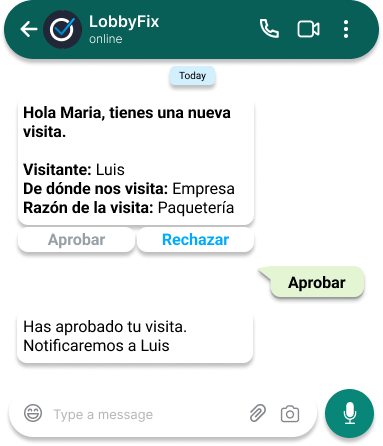 whatsapp notificaciones de visitas lobbyfix