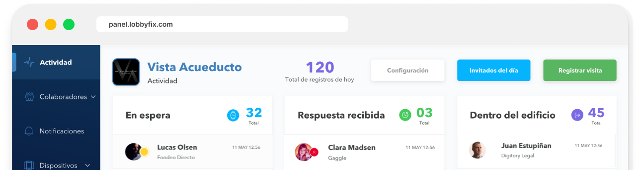 registro de visitantes LobbyFix